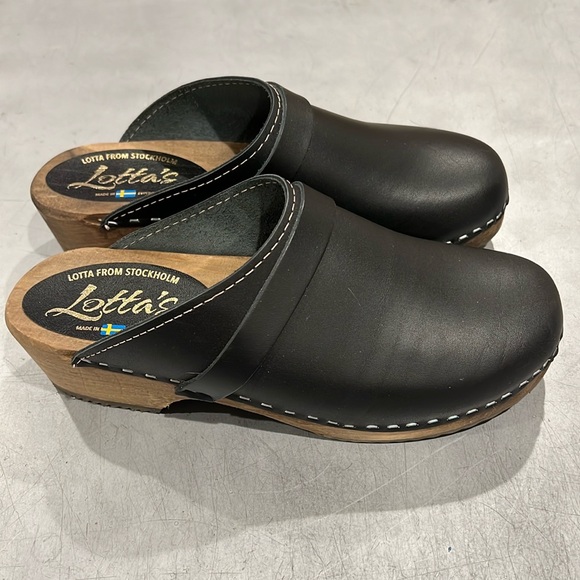 Lotta From Stockholm Black Leather Clogs - Picture 1 of 7